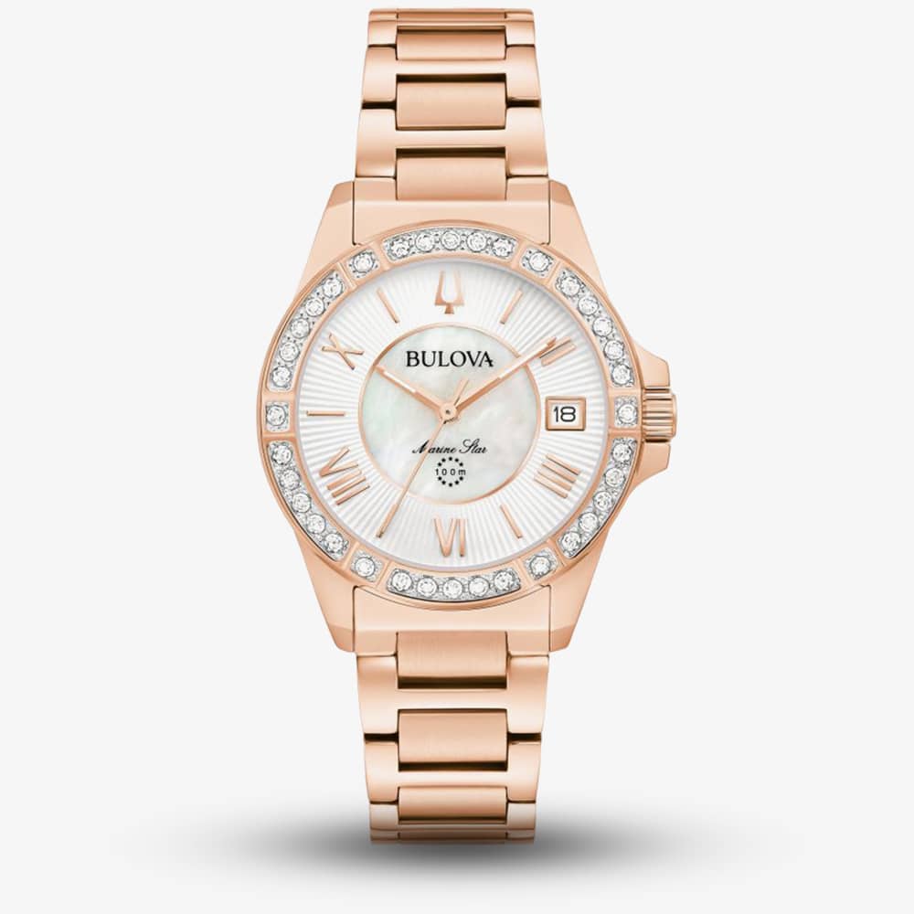 House of Watches - Bulova Ladies Marine Star Rose Gold Plated Watch 98R295