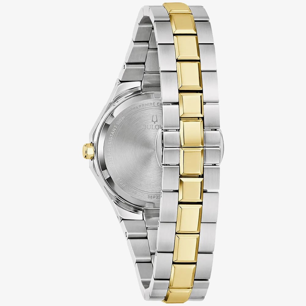 Bulova Ladies Prestige Two-Tone Mother Of Pearl Bracelet Watch 98P234