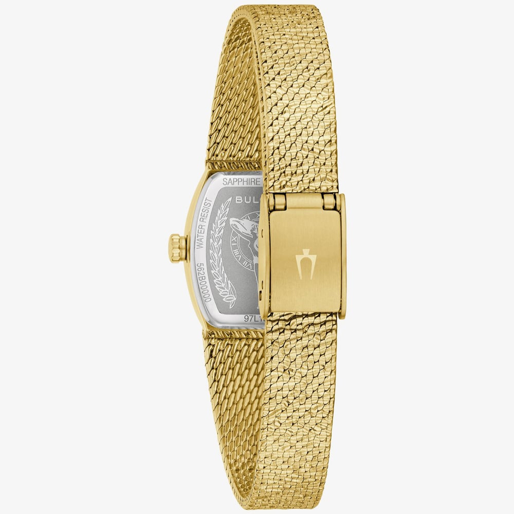Bulova Ladies Goddess Of Time Gold Plated Green Dial Watch 97L184