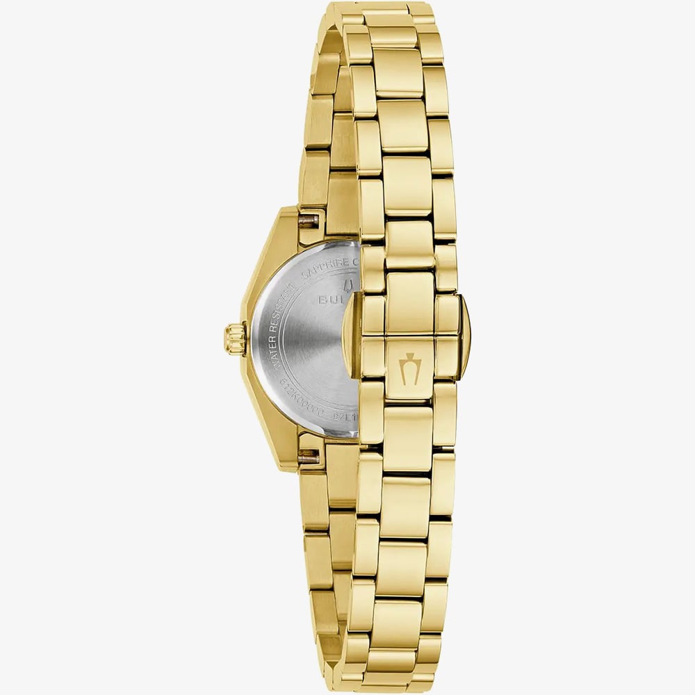 Bulova Ladies Surveyor Gold Tone Pink Dial Watch 97L187