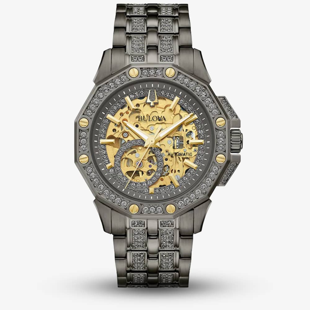 House of Watches - Bulova Mens Octava Crystal Gunmetal Grey Watch 98A293