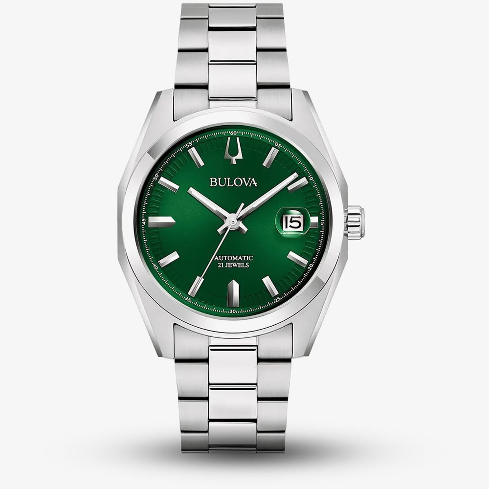 Bulova Men's Stainless Steel/Silver Size 42 Green/Silver Surveyor Automatic Bracelet Watch - W09391 96B429 - Image 2