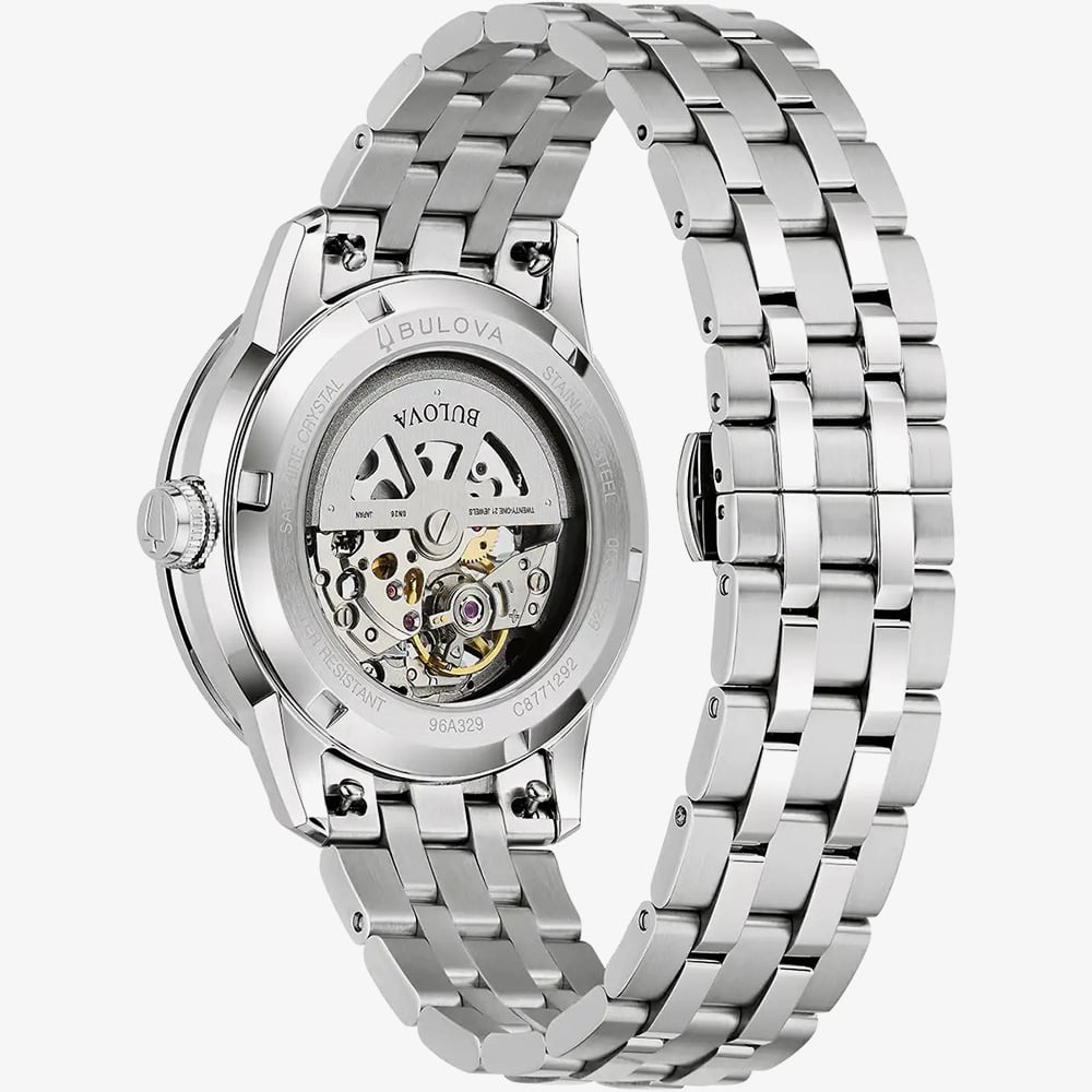Bulova Mens Sutton Automatic Green Skeleton Dial Watch 96A329