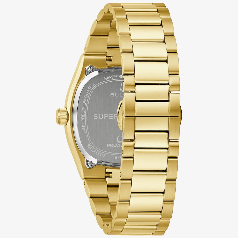 Bulova Ladies Super Seville Black Dial Gold Tone Bracelet Watch 97B246