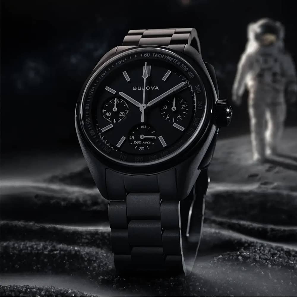 Bulova Mens Limited Edition Lunar Pilot 'Black Hole' Chronograph Dial Watch 98A335