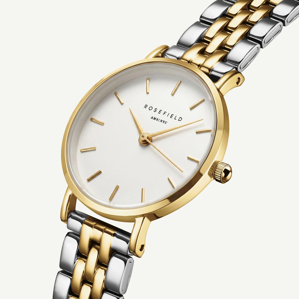 ROSEFIELD Ladies Small Edit Silver Dial Two Tone Bracelet Watch 26SGD-269