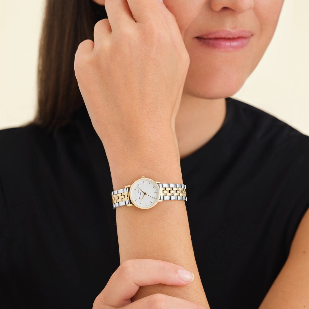 ROSEFIELD Ladies Small Edit Silver Dial Two Tone Bracelet Watch 26SGD-269
