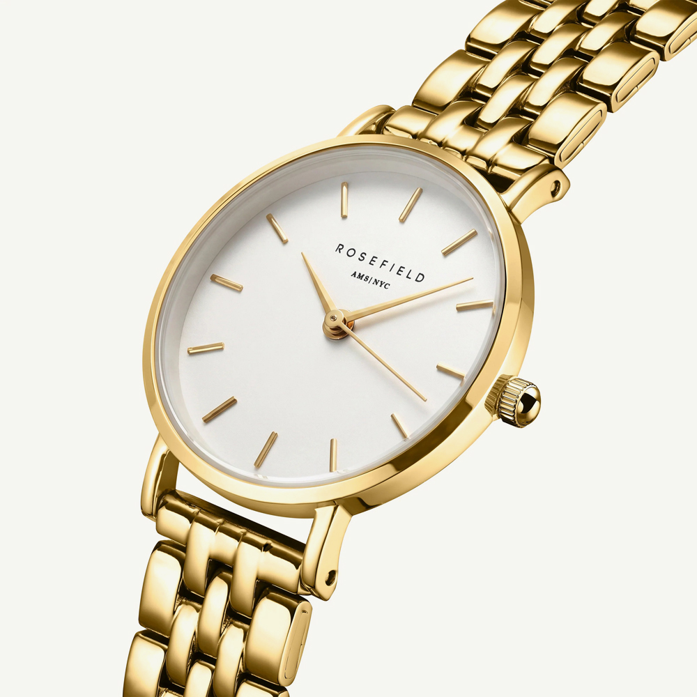 ROSEFIELD Ladies Small Edit White Dial Golden Bracelet Watch 26WSG-267