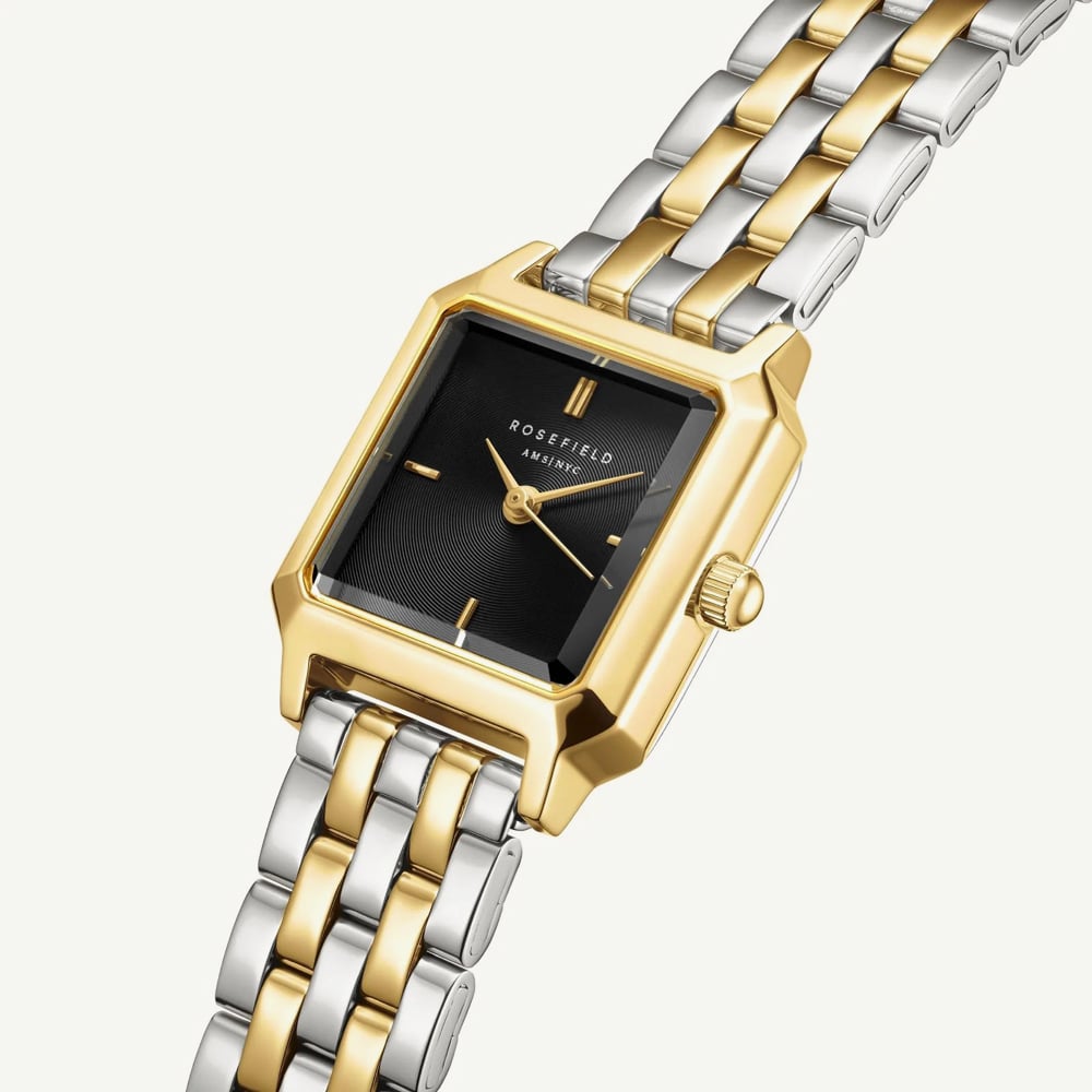 ROSEFIELD Ladies Boxelle Black Dial Two Tone Bracelet Watch BBDSG-B07