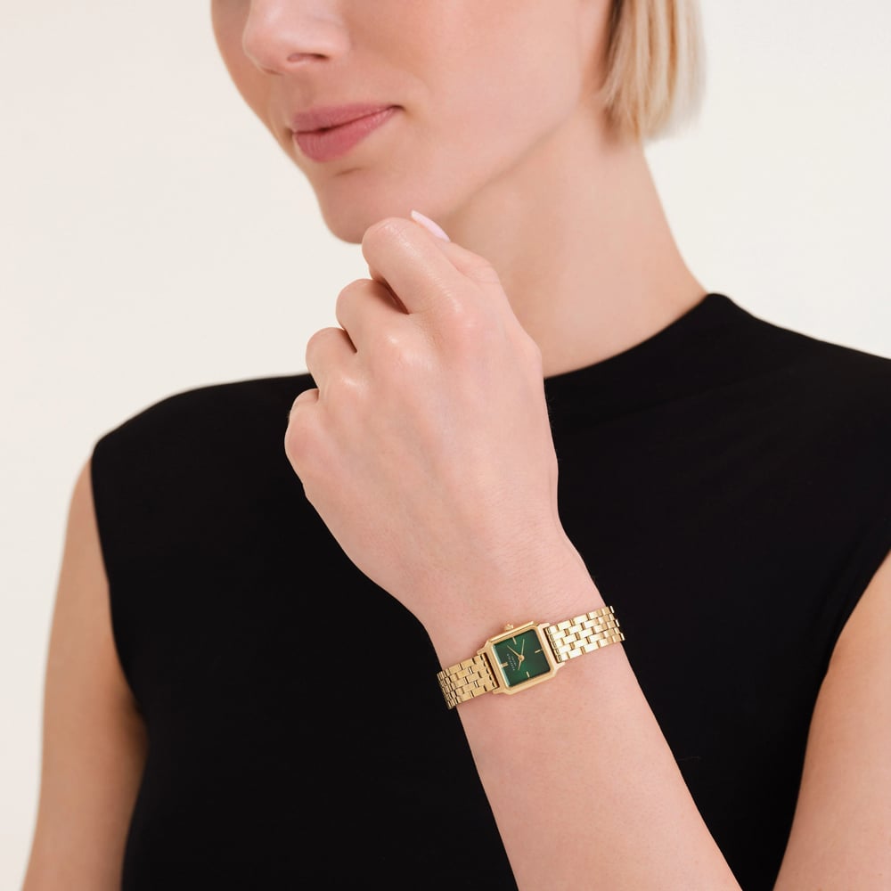ROSEFIELD Ladies Boxelle Emerald Dial Golden Bracelet Watch BEGSG-B05