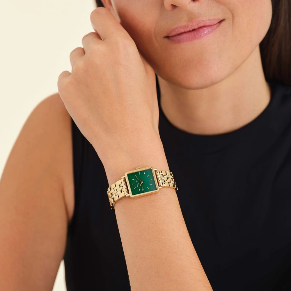 ROSEFIELD Ladies Boxy XS Emerald Mother of Pearl Golden Bracelet Watch BEGSG-Q050