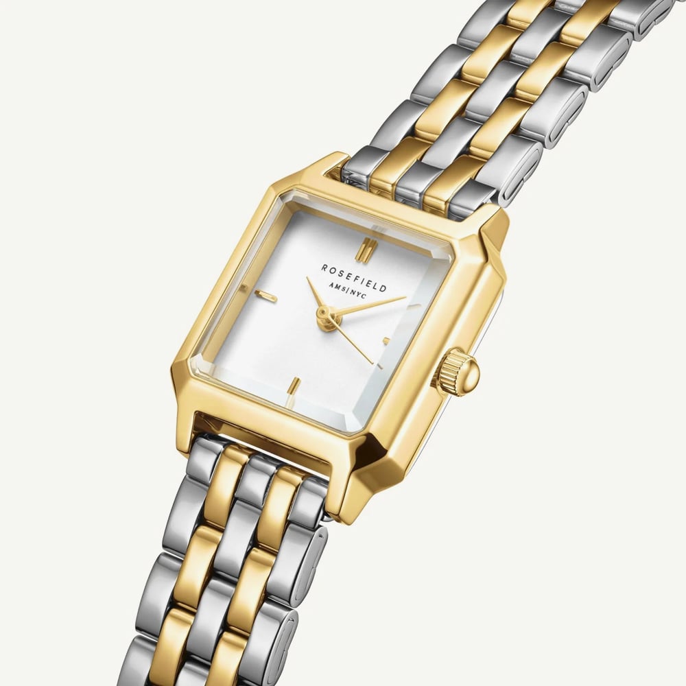 ROSEFIELD Ladies Boxelle White Dial Two Tone Bracelet Watch BWDSG-B03