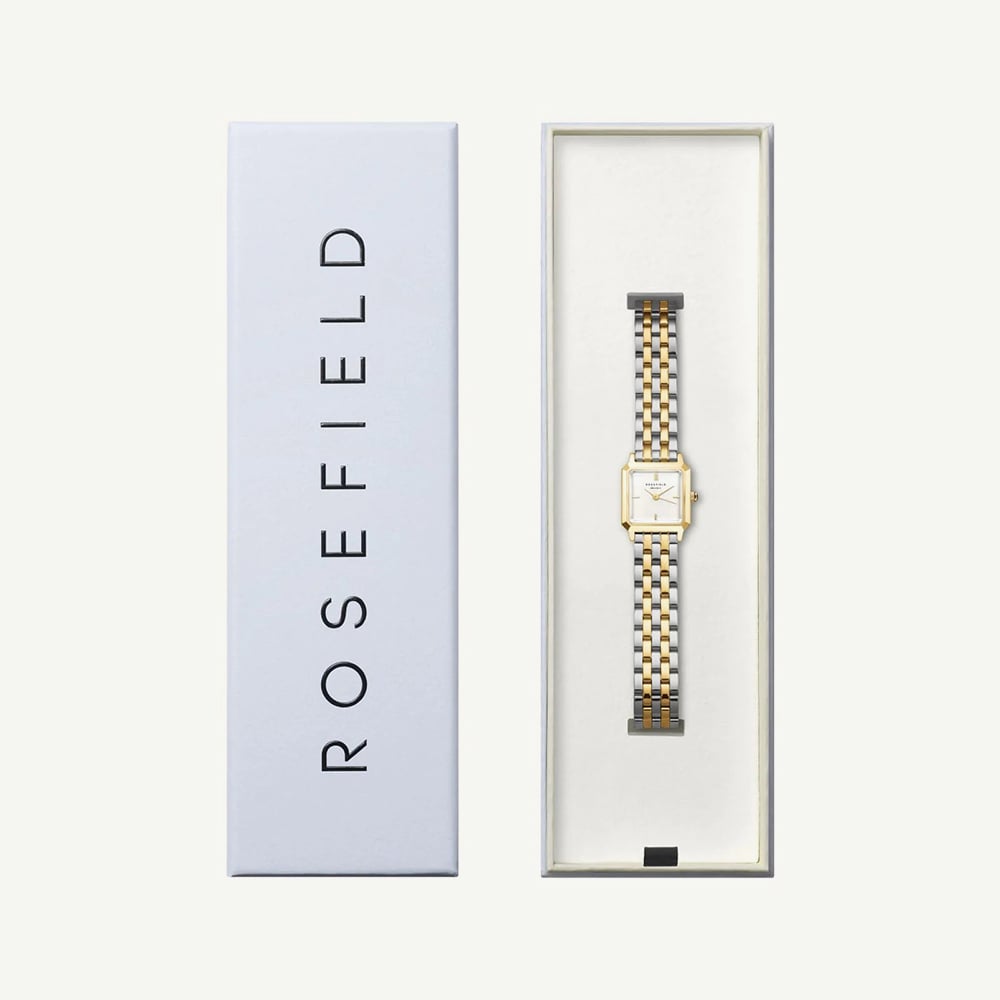 ROSEFIELD Ladies Boxelle White Dial Two Tone Bracelet Watch BWDSG-B03