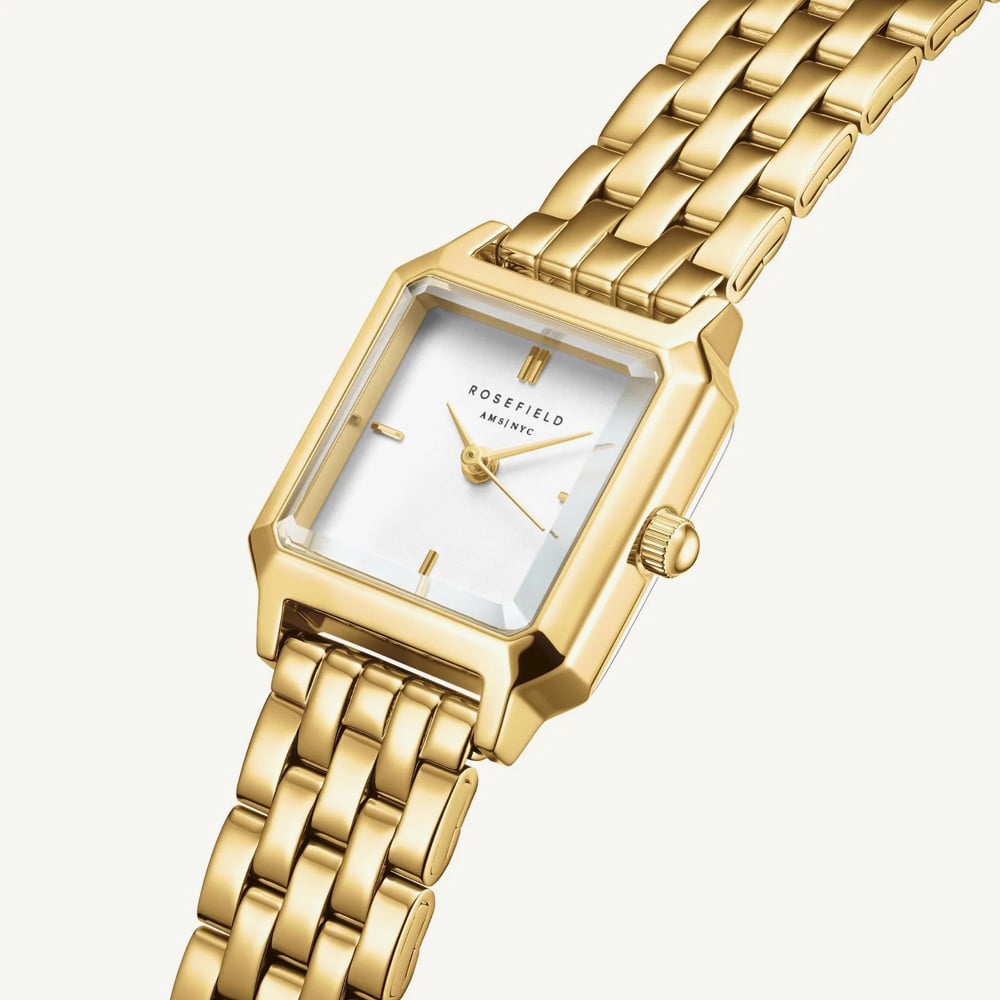 ROSEFIELD Ladies Boxelle White Dial Golden Bracelet Watch BWGSG-B01