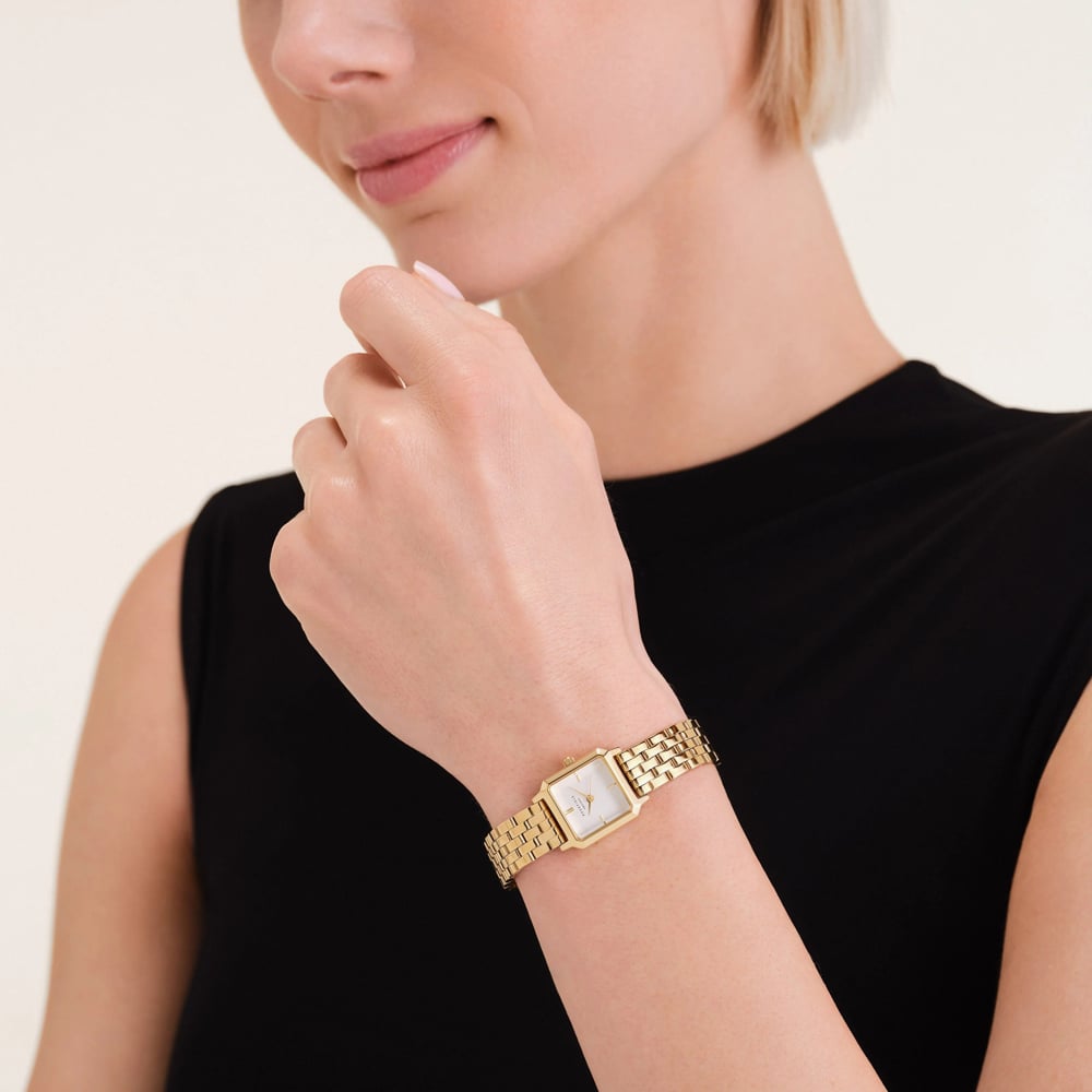 ROSEFIELD Ladies Boxelle White Dial Golden Bracelet Watch BWGSG-B01