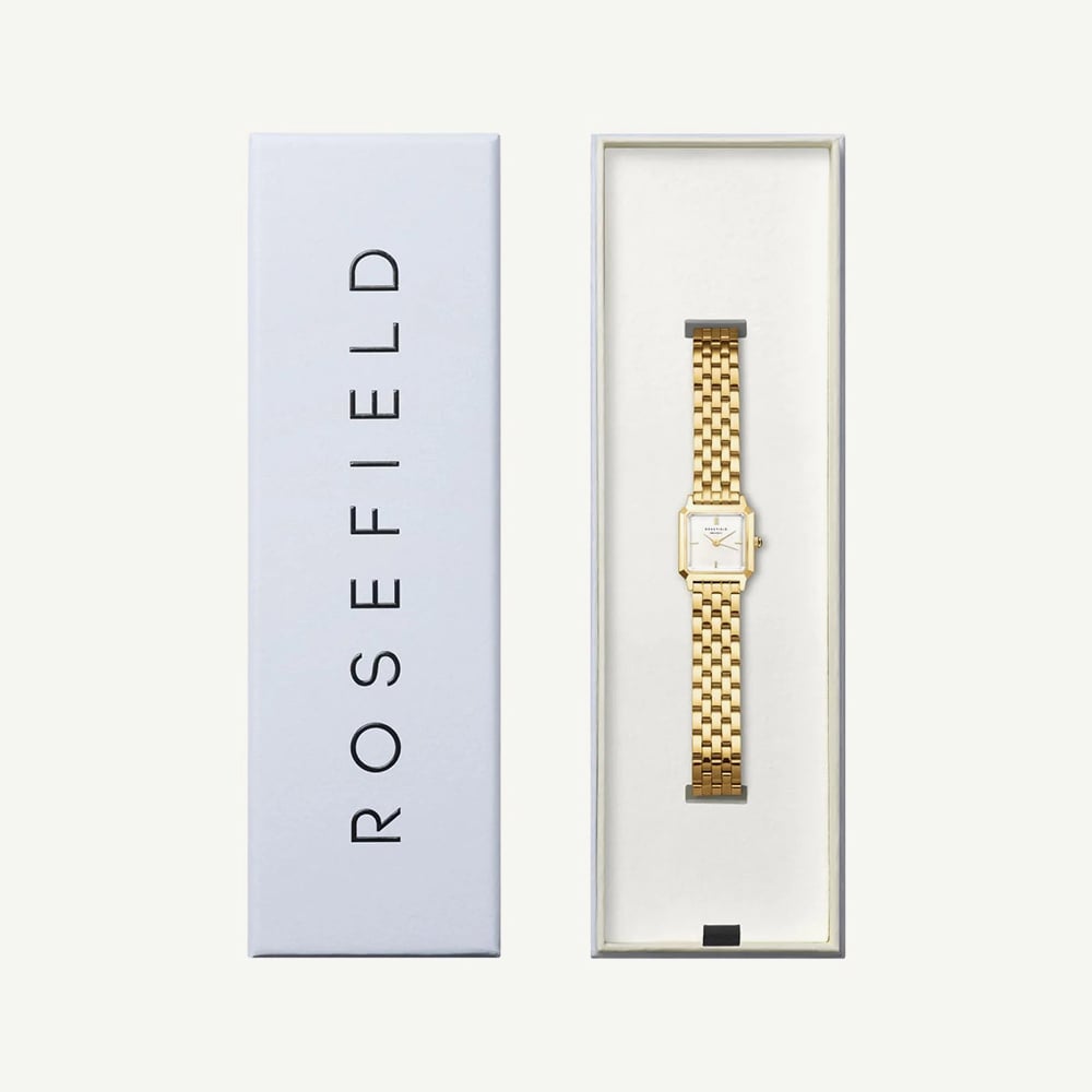 ROSEFIELD Ladies Boxelle White Dial Golden Bracelet Watch BWGSG-B01