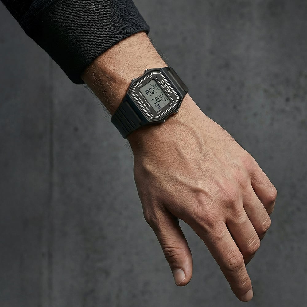 G Star Gridline Black Digital Strap Watch GSW.501.03