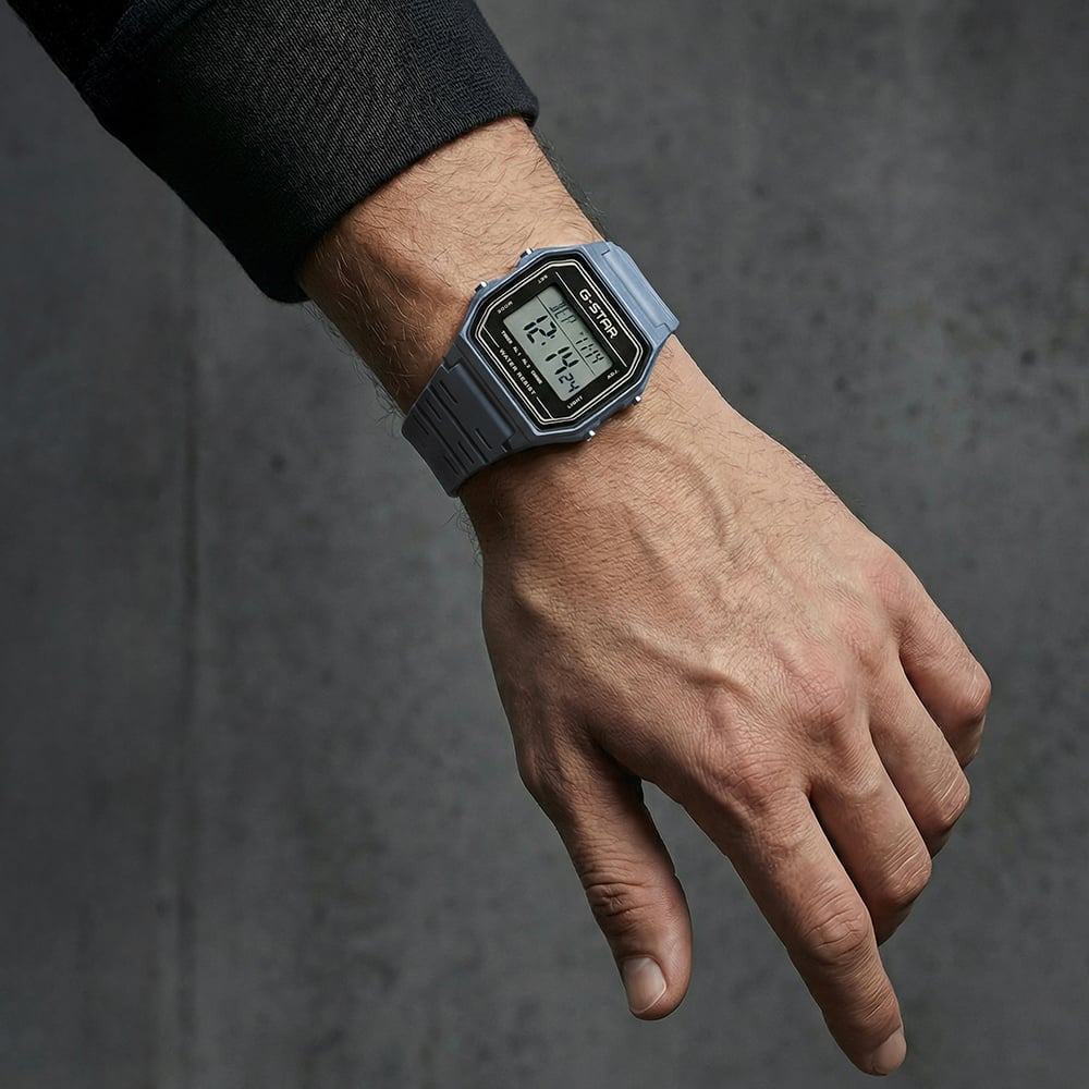 G Star Gridline Light Blue Digital Strap Watch GSW.501.04