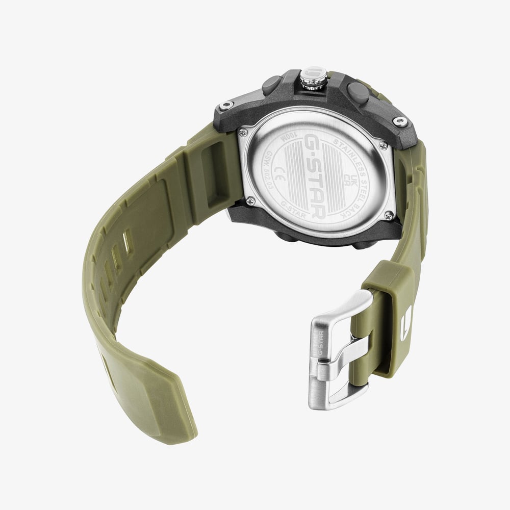 G Star Mens OPS 01 Green Dual Display Strap Watch GSW.502.03