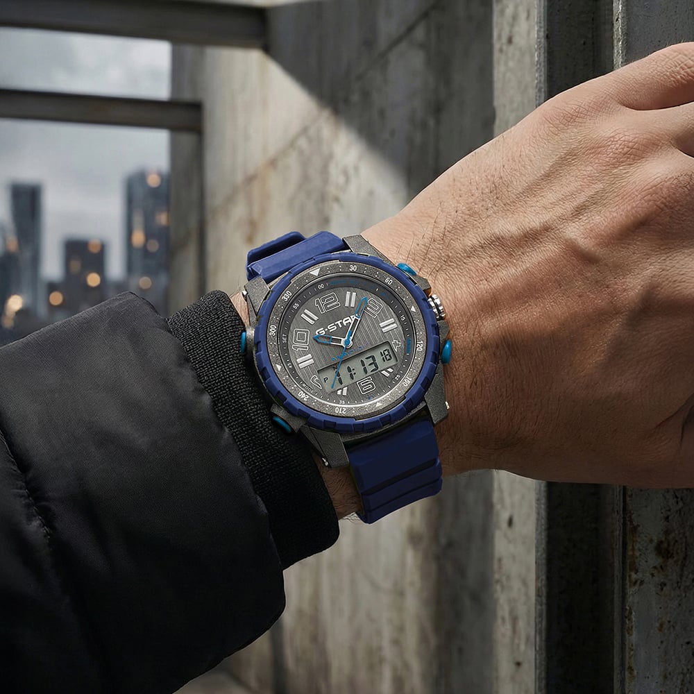 G Star Mens OPS 01 Blue Dual Display Strap Watch GSW.502.04