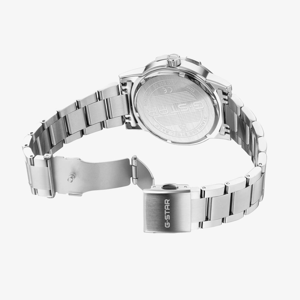 G Star Mens Constructed Black Dial Silver Bracelet Watch GSW.506.06