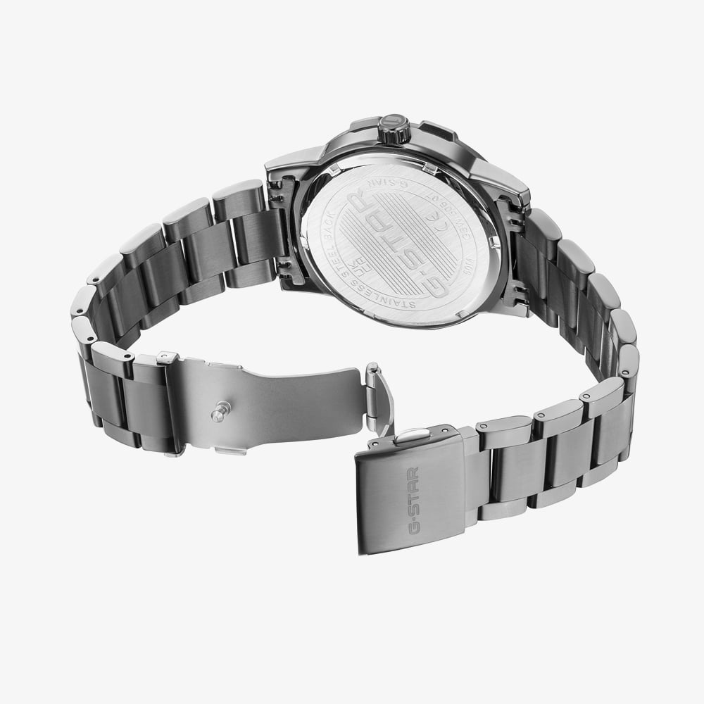 G Star Mens Constructed Black Dial Grey Bracelet Watch GSW.506.07