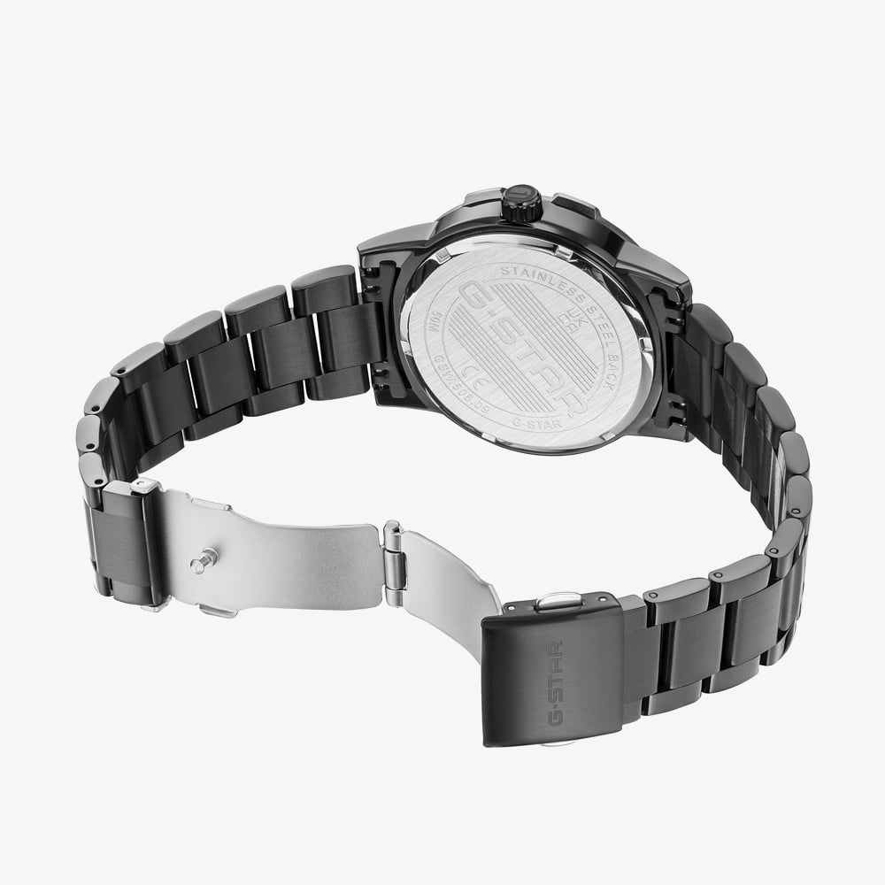 G-STAR Mens Constructed Blue Dial Black Bracelet Watch GSW.506.09