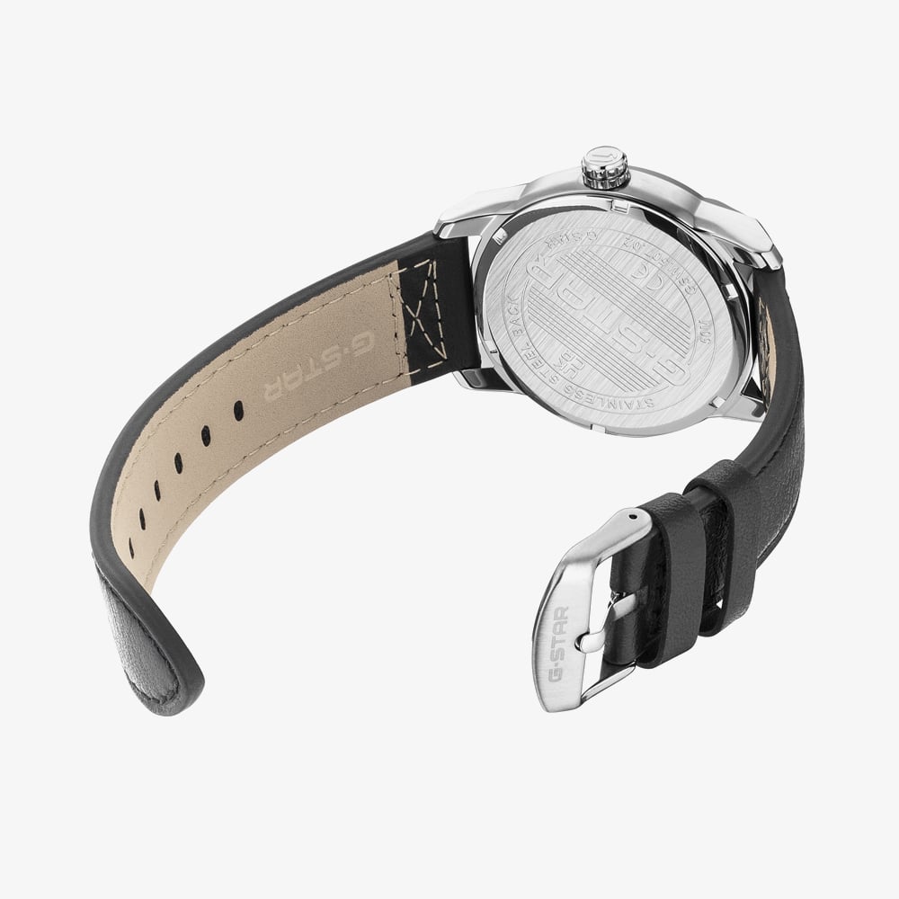 G Star Mens Selvedge Black Leather Strap Watch GSW.507.02