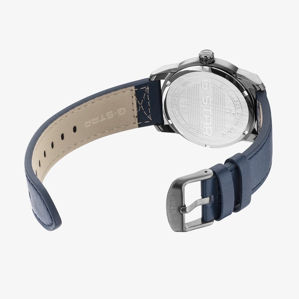 G Star Mens Selvedge Blue Leather Strap Watch GSW.507.03