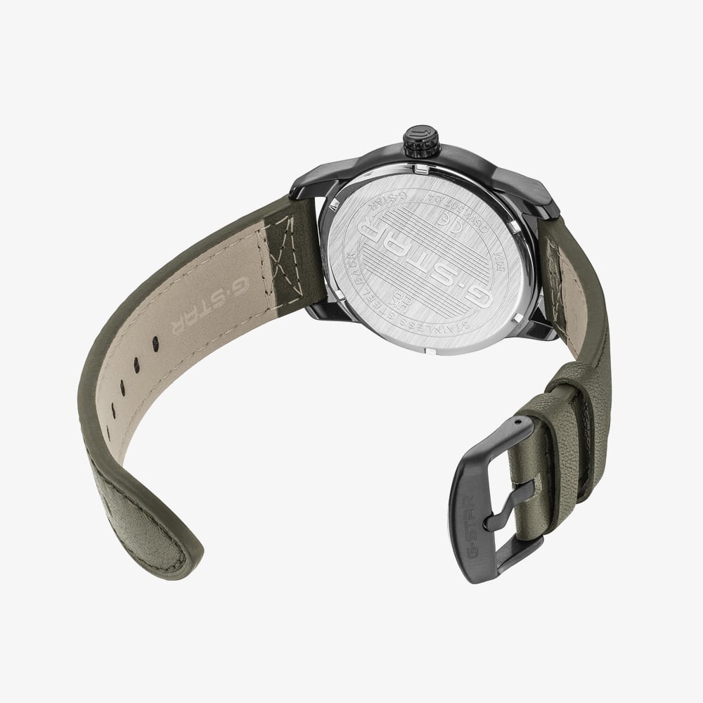 G Star Mens Selvedge Green Leather Strap Watch GSW.507.04
