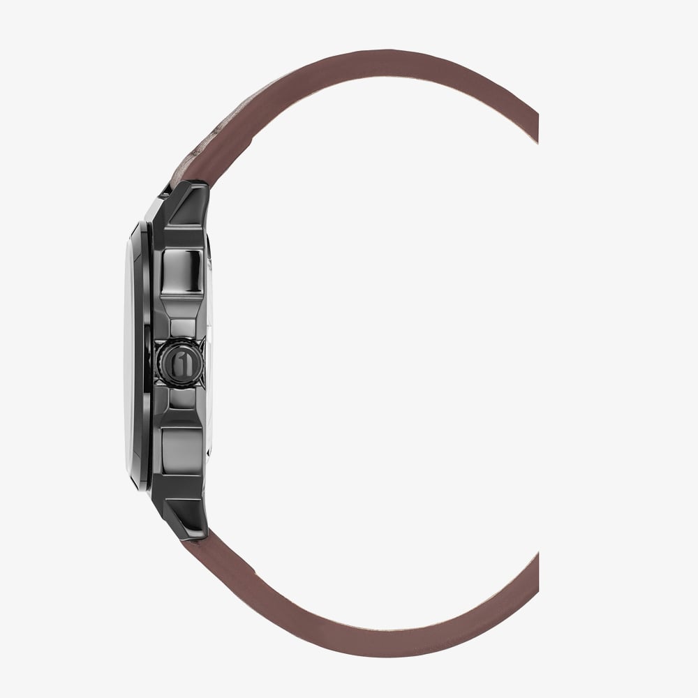 G Star Mens Cube Black Dial Brown Leather Strap Watch GSW.508.04