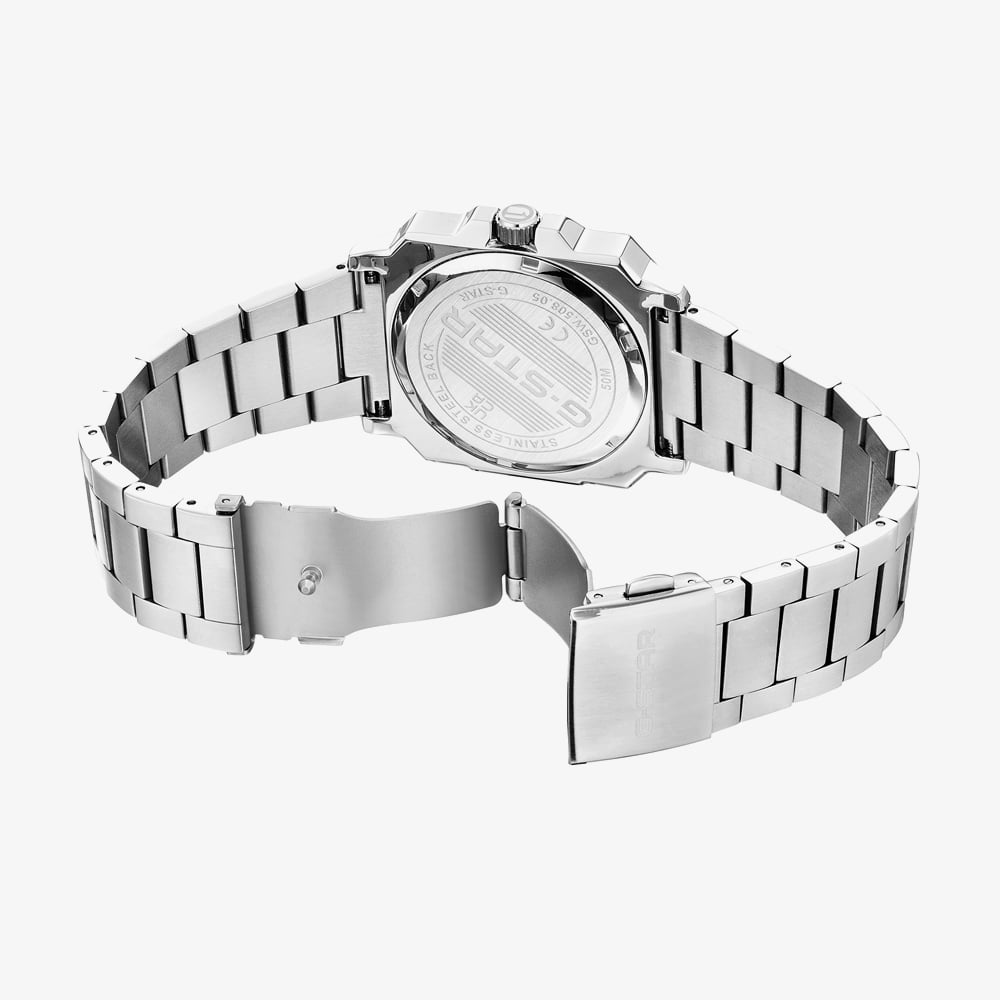 G Star Mens Cube Black Dial Silver Bracelet Watch GSW.508.05