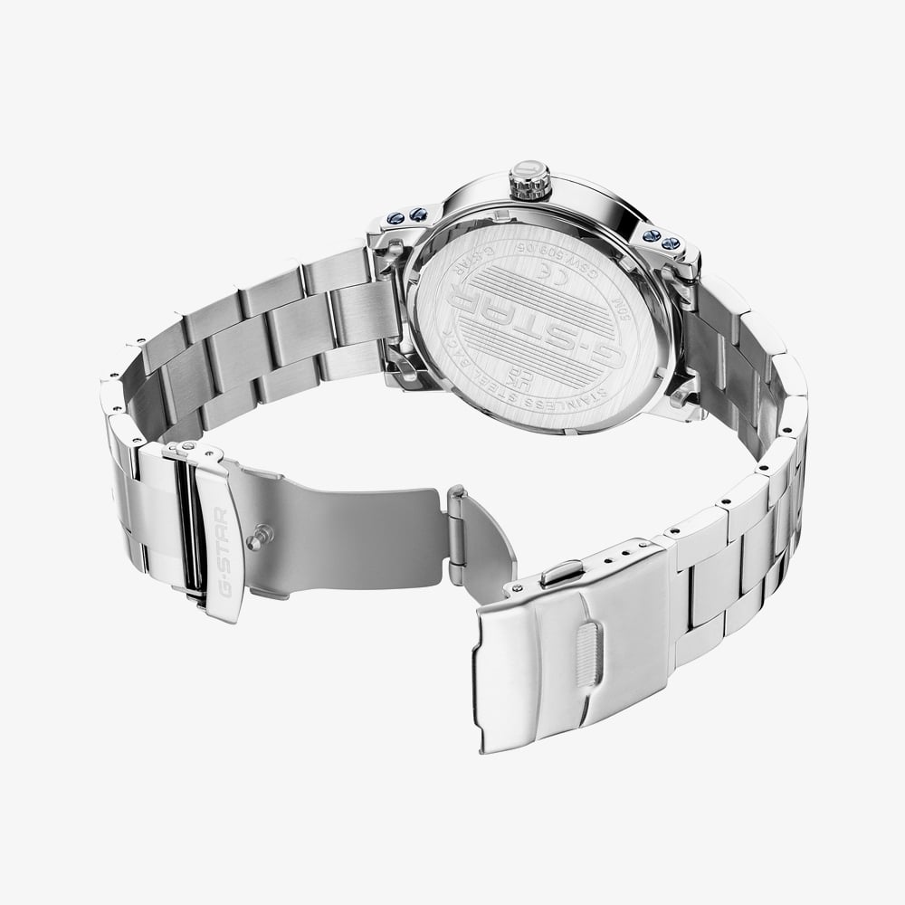 G Star Mens Rovic Blue Dial Silver Bracelet Watch GSW.509.05