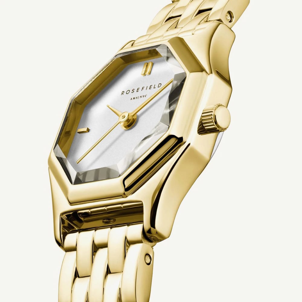 ROSEFIELD Ladies Gemme White Dial Golden Bracelet Watch GWGSG-G02