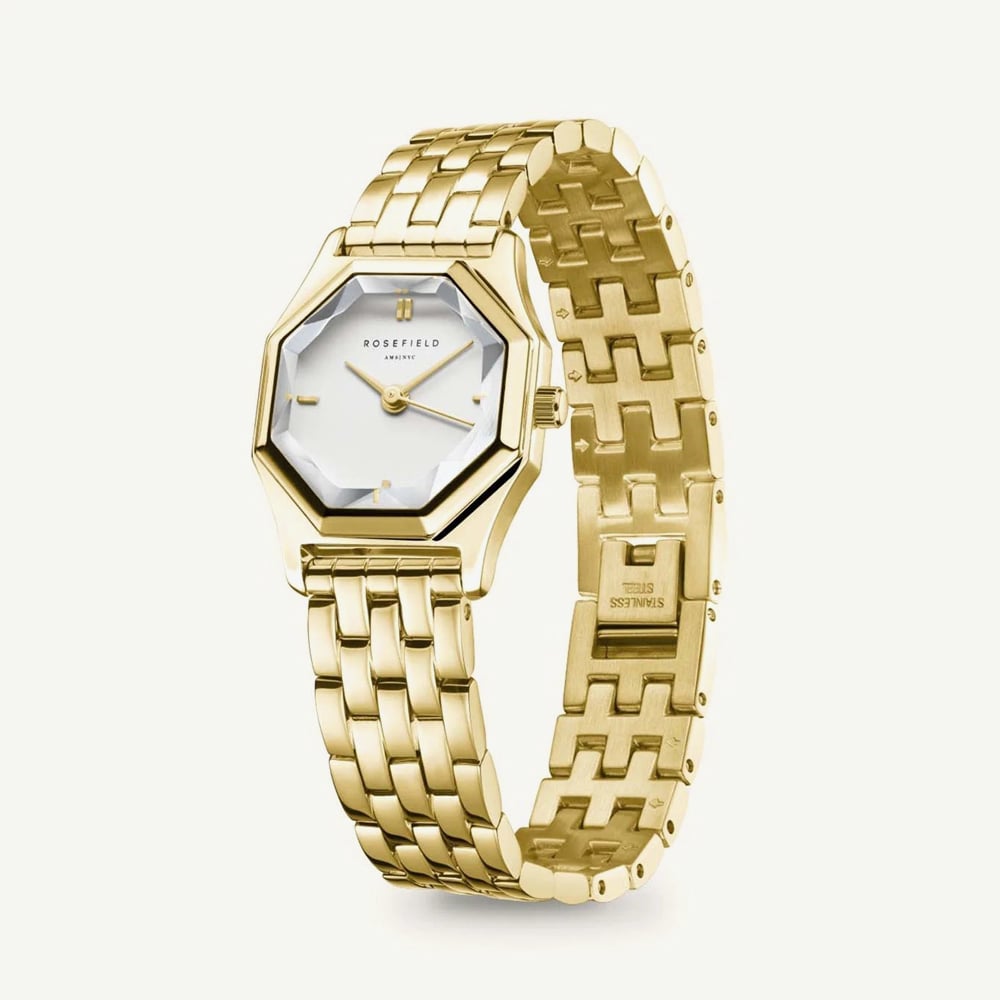 ROSEFIELD Ladies Gemme White Dial Golden Bracelet Watch GWGSG-G02