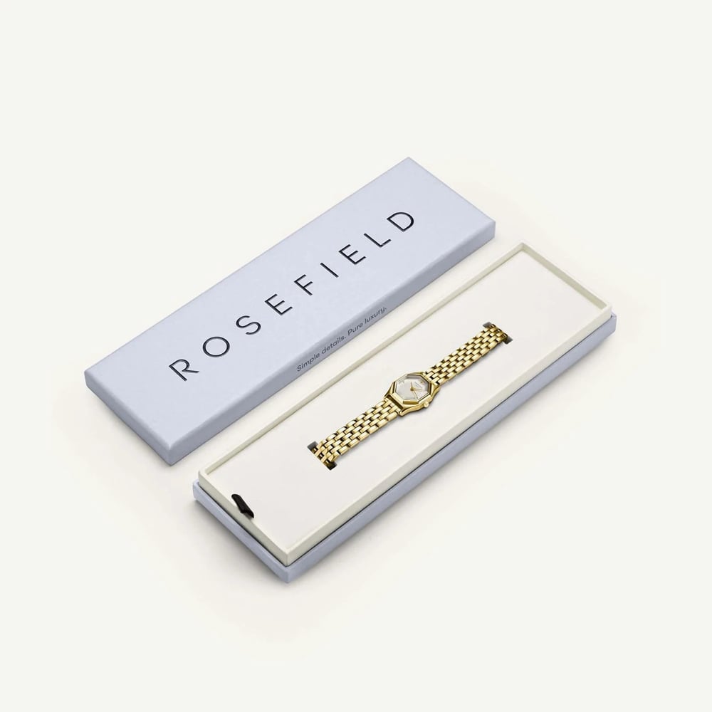 ROSEFIELD Ladies Gemme White Dial Golden Bracelet Watch GWGSG-G02