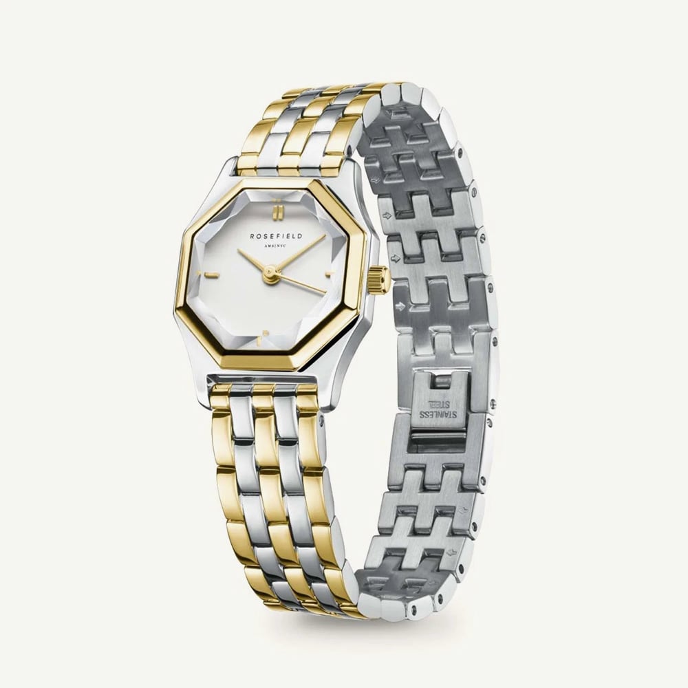 ROSEFIELD Ladies Gemme White Dial Two Tone Bracelet Watch GWGSG-G03