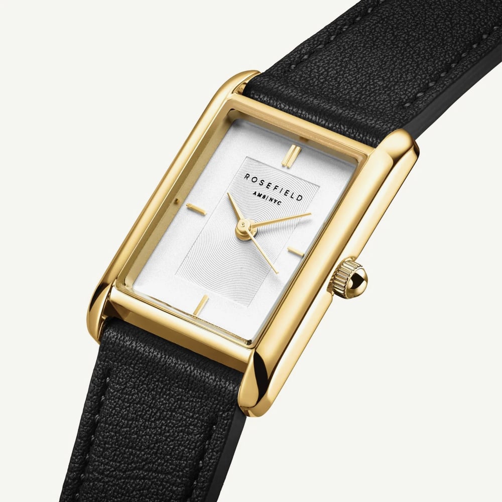 ROSEFIELD Ladies Heirloom White Dial Black Leather Strap Watch HWBLG-H06