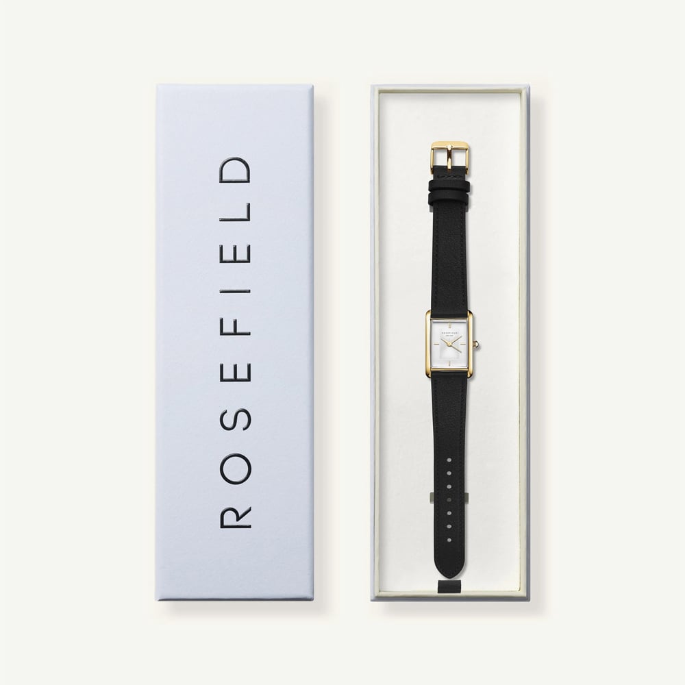 ROSEFIELD Ladies Heirloom White Dial Black Leather Strap Watch HWBLG-H06