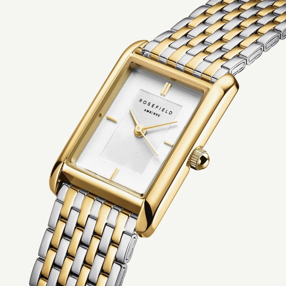 ROSEFIELD Ladies Heirloom White Dial Two Tone Bracelet Watch HWDSG-H03