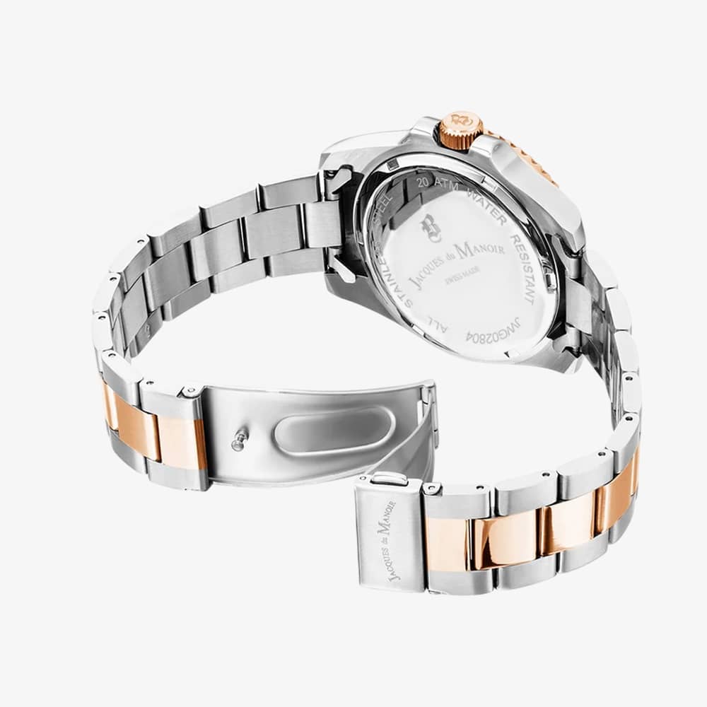 Jacques Du Manoir Mens Pro Scuba Green Dial Two Tone Stainless Steel Bracelet Watch JWG02804