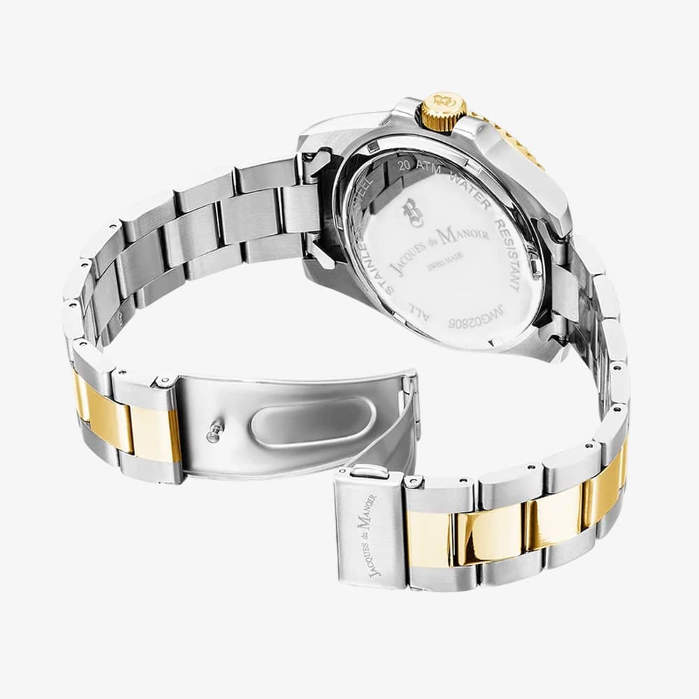 Jacques Du Manoir Mens Pro Scuba Blue Dial Two Tone Stainless Steel Bracelet Watch JWG02806