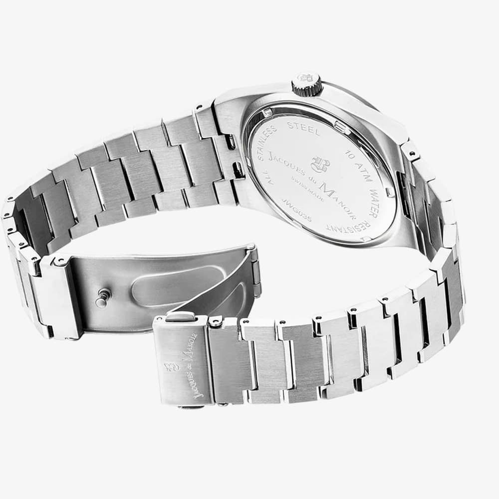 Jacques Du Manoir Mens Horizon Silver Dial Stainless Steel Bracelet Watch JWG03501