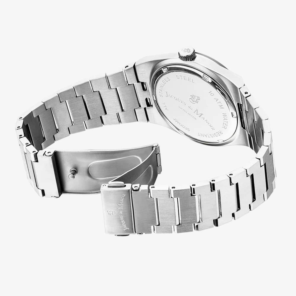 Jacques Du Manoir Mens Horizon Black Dial Silver Tone Stainless Steel Bracelet Watch JWG03506