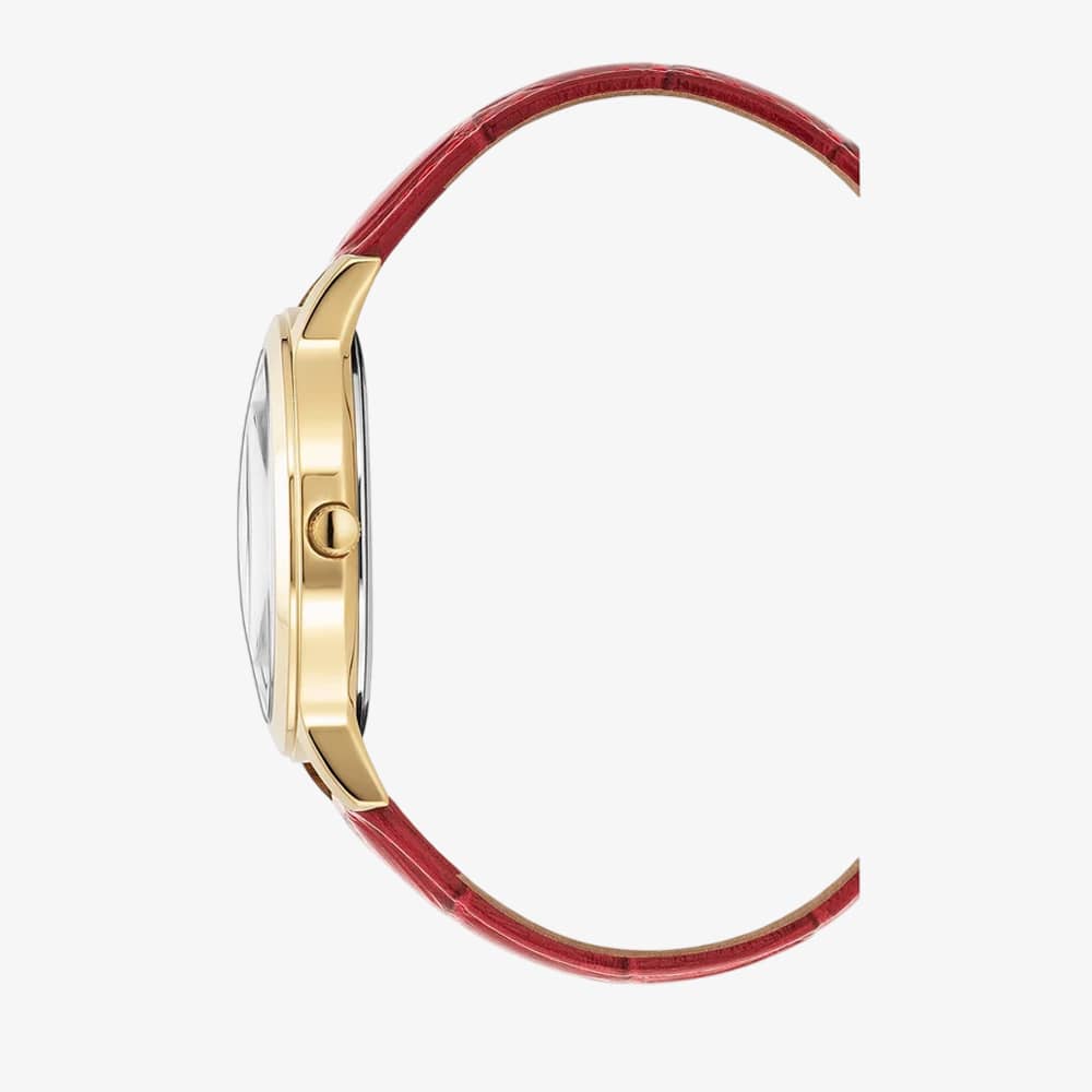Jacques Du Manoir Mens Genesis White Dial Red Leather Strap Watch JWG04803