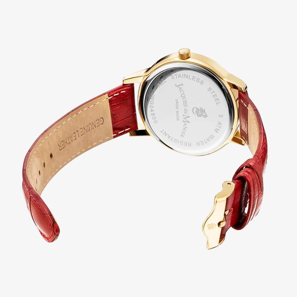 Jacques Du Manoir Mens Genesis White Dial Red Leather Strap Watch JWG04803