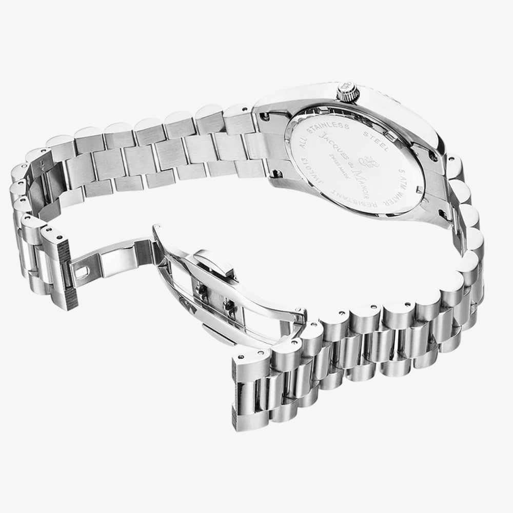 Jacques Du Manoir Ladies Inspiration Roman II Black Dial Stainless Steel Bracelet Watch JWL01308