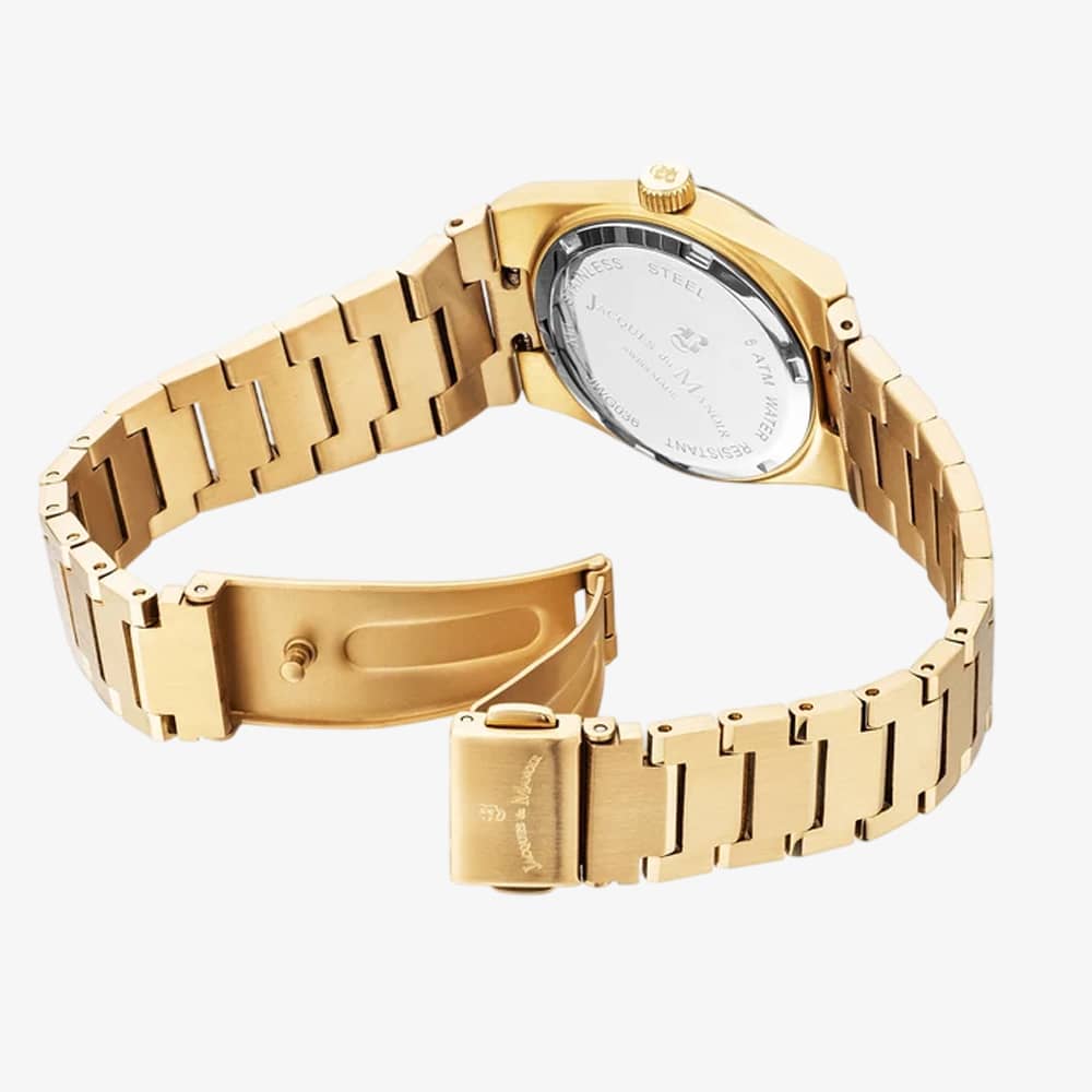 Jacques Du Manoir Ladies Horizon Black Dial Gold Tone Stainless Steel Bracelet Watch JWL03604
