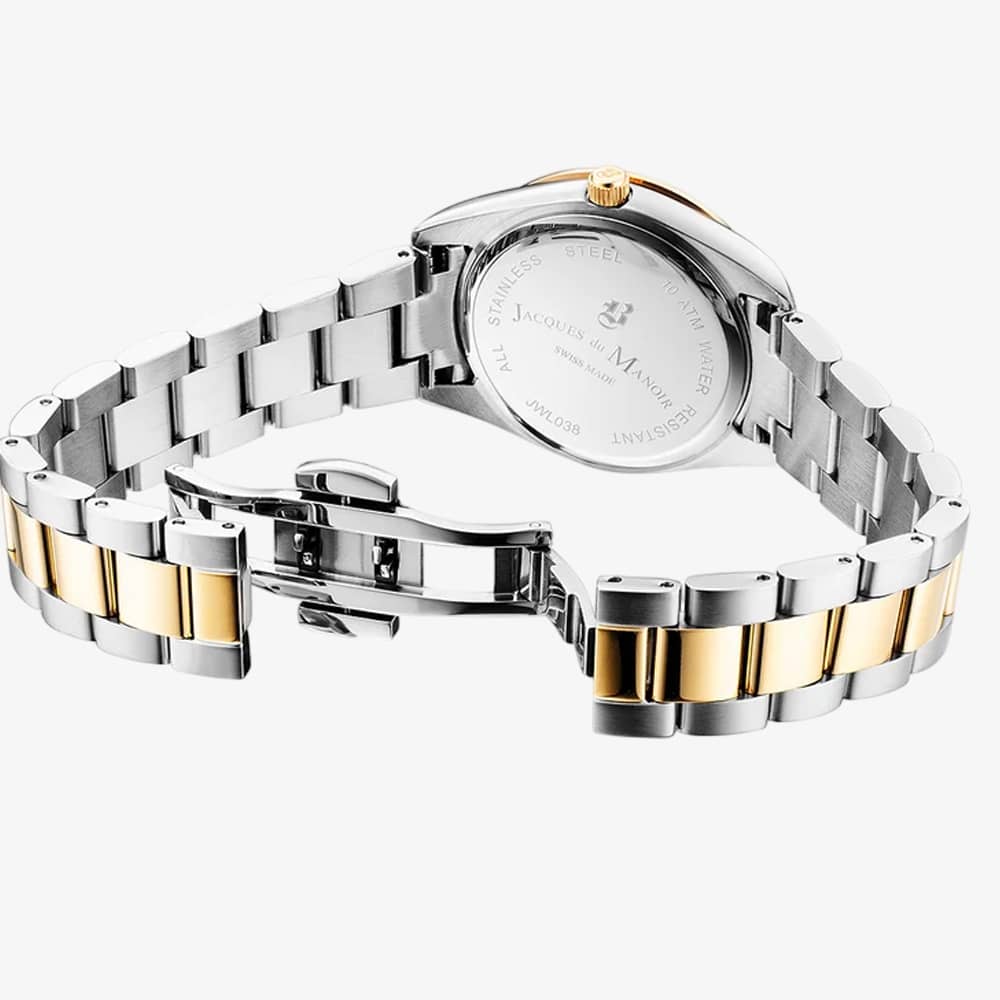 Jacques Du Manoir Ladies Allure White Dial Two Tone Stainless Steel Bracelet Watch JWL03804