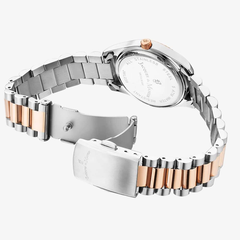 Jacques Du Manoir Ladies Allure Red Dial Two Tone Stainless Steel Bracelet Watch JWL03903